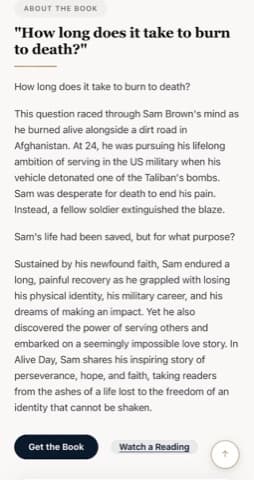 Alive Day Website mobile view 2