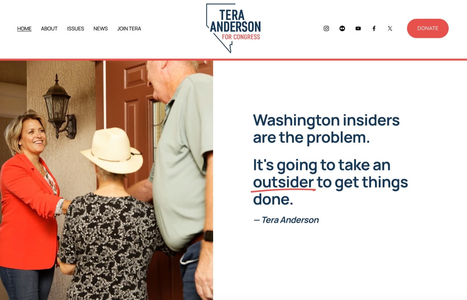 Tera Anderson for Congress – Website & Brand Identity – view 1